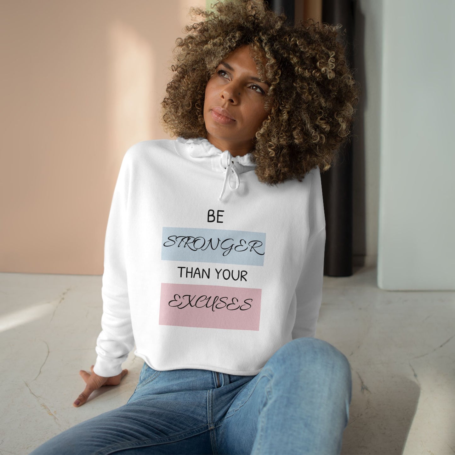 Empowering Crop Hoodie, Fitness Sweatshirt, Inspirational Apparel, Motivational Gym Clothing, Workout Outfit, Exercise Gift